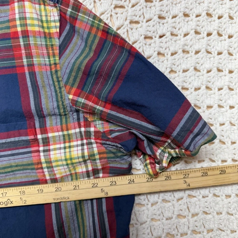 Vintage Polo Ralph Lauren Shirt Mens XL Blue Red Plaid Camp Chest Pockets Collar
